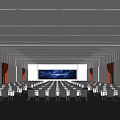 Modern Conference Room Interior With Rows of Chairs And Large LED Screen