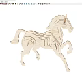 Hand Carved Wooden Horse Sculpture With Intricate Puzzle Structure Design