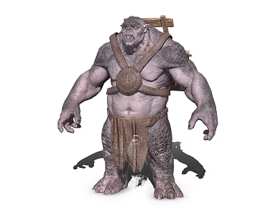 Muscular Rock Skinned Game Movie Character With Leather Armor And Giant Build 3d model