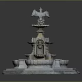 Ornate Multi Tiered Decorative Stone Carved Fountain Featuring Intricate Architectural Details