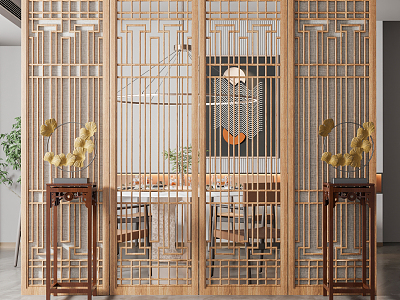 New Chinese-style screen partition screen model