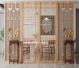 New Chinese-style screen partition screen 3d model