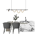 Modern Dining Table and Chair Combination Simple Dining Table and Chair Combination 3d model