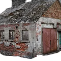 Old Industrial Factory Buildings With Weathered Brick Walls Roof Chimneys Green And Red Doors