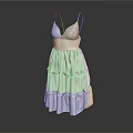 Elegant White Spaghetti Strap Dress With Layered Ruffled Skirt Design Details