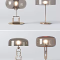 Modern Stylish Table Lamps With Glass Shades And Metal Bases Illuminated