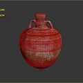 Terracotta Vase With Two Handles Orange White Textured Surface Round Body Small Base
