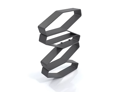 Modern Black Geometric Multi Tier Shelf With Stylish Contemporary Home Storage 3d model