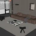 Sofa Coffee Table Combination Module Combination Sofa Coffee Table Single Person Leisure Chair Sofa Background Wall Floor Lamp Carpet Side Table Jewelry Ornaments 3d model
