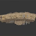 3D Geological Strata Structure With Rock Layers And Metal Support Framework