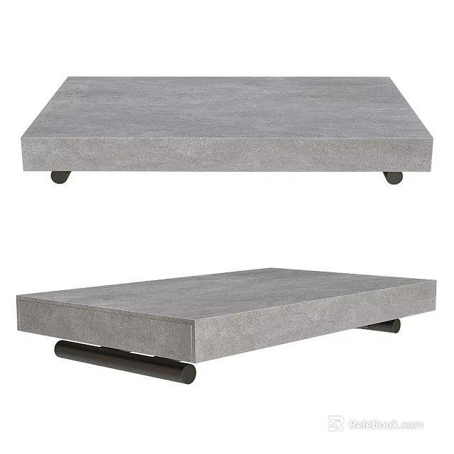 Sleek Modern Gray Coffee Table Featuring Concrete Like Material And Support Legs 3d model