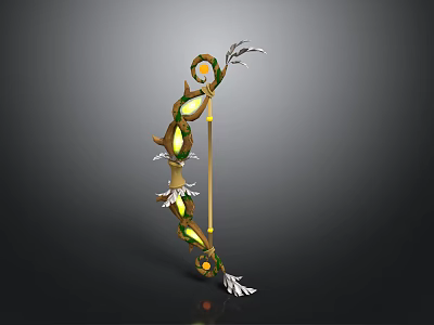 Mythical Decorative Bow With Gold Green Accents And Illuminated Fantasy Design 3d model