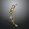 Mythical Decorative Bow With Gold Green Accents And Illuminated Fantasy Design