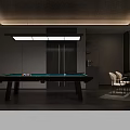 Modern Billiard Room Interior With Pool Table Sofa Green Plant And Wine Rack