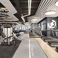 Modern Fitness Gym With Spin Bikes And Tech Inspired Lighting