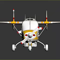 Yellow and Gray Toy Airplane with Red Stripes Lc Logo Wings Propeller and Wheels