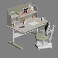 Adjustable Height Kids Study Desk With Shelf Matching Chair And Stationery
