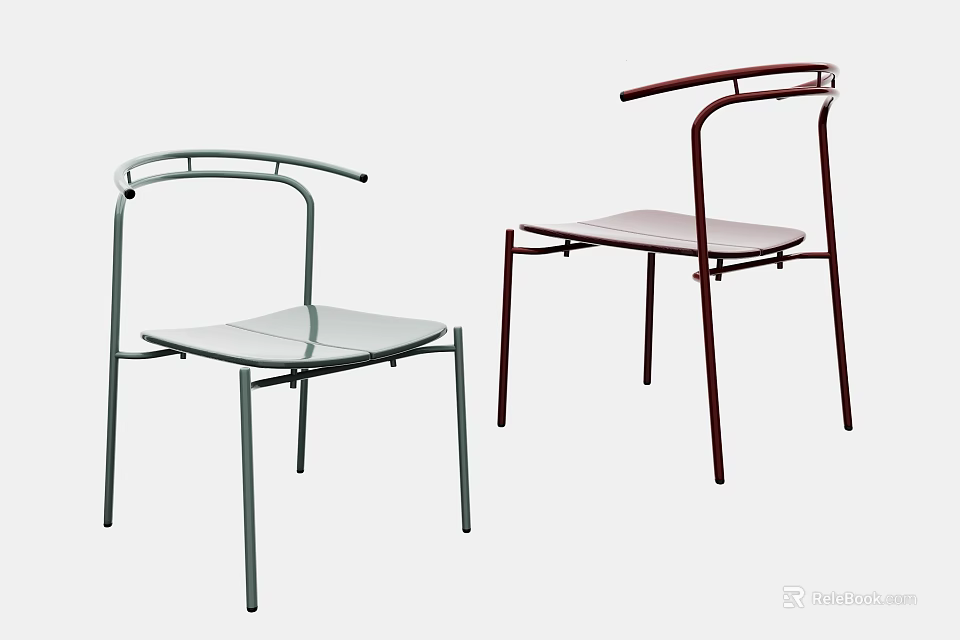 Modern Single Chairs with Metal Frames Glass and Pink Seats Contemporary Design and Smooth Lines 3d model 