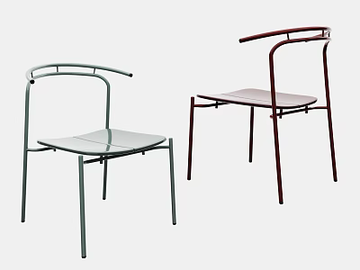 Modern Single Chairs with Metal Frames Glass and Pink Seats Contemporary Design and Smooth Lines 3d model