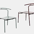 Modern Single Chairs with Metal Frames Glass and Pink Seats Contemporary Design and Smooth Lines
