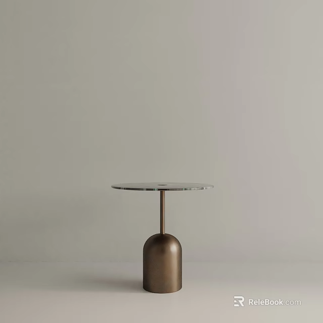 Modern Minimalist Side Table With Marble Top And Brass Metal Base 3d model 