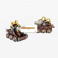 Brown Cannon Cart Weapon Model Featuring Golden Dragon Ornaments And Detailed Design