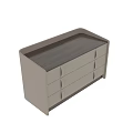 Beige Entryway Side Cabinet with Three Drawers Wooden Top Modern Storage Design