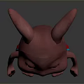 3D Cartoon Pink Rabbit Wearing Red Shorts Standing on Gray Background