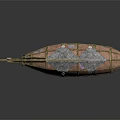 Vintage Steampunk Aerospace Airship Featuring Golden Frame Brown Envelope And Small Cabin