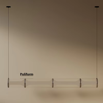 Poliform Modern Linear Suspension Lamp With Transparent Tubes And Metal Fittings 3d model