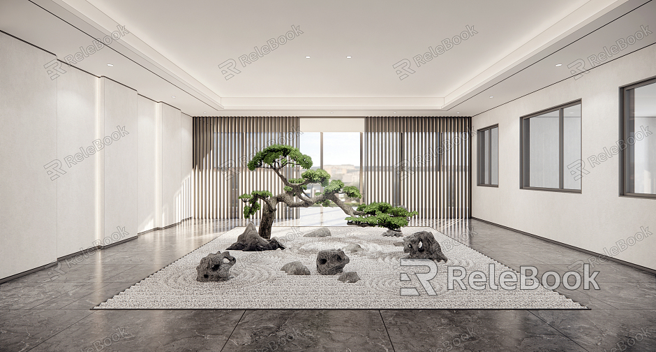 New Chinese style landscape sketch indoor landscape welcome pine dry landscape model