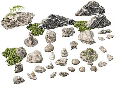 Modern Stone New Chinese Style Courtyard Stone Dry Landscape Courtyard Setches Stone Landscape Taihu Stone Coral Stone Landscaping Stone Gravel Rock 3d model