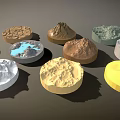 Garden Landscape Featuring Circular Landform Models With Various Colors And Textured Mountain Water Details