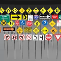Public Facilities Featuring Various Traffic Signs for Road Safety and Directional Guidance
