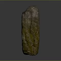 Natural Textured Stone With Mossy Green Surface And Rough Exterior Details