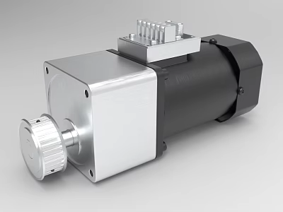 Industrial Gear Motor With Silver Black Metal Housing Control Knob And Top Connector 3d model