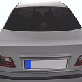 Silver Sedan Car Front View With Headlights Grille And License Plate