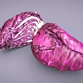 Two Fresh Red Cabbages One Sliced Open Showing Inner Texture