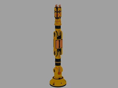 Yellow Industrial Equipment Featuring Columnar Multi section Structure Top Interface And Base 3d model