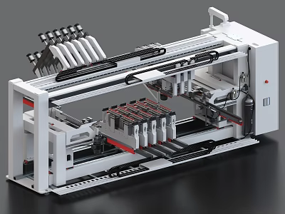 Automated Industrial Machinery With Multiple Mechanical Arms Conveyor Belt For Production Line 3d model