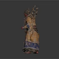 Mythical Horned Character In Ornamental Robe With Twisted Branches Standing Pose