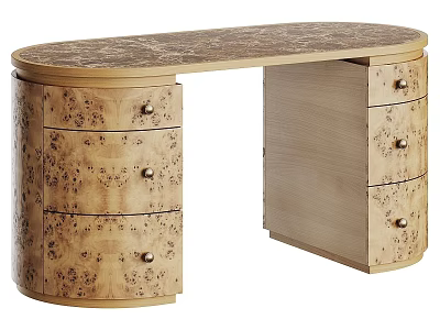 Wooden Desk With Decorative Design Patterned Surface And Drawers In Elegant Vintage Style 3d model