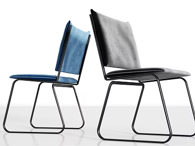 Modern Leisure Chairs With Blue And Gray Fabric Upholstery And Metal Frame Design 3d model
