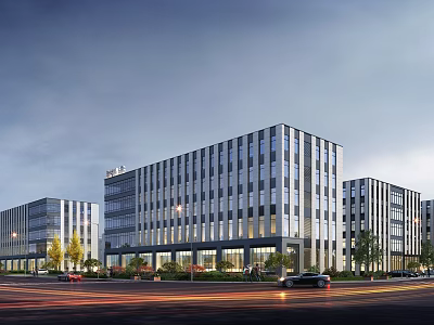 Modern Office Buildings With Glass Curtain Walls By City Road 3d model