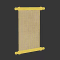 Scroll Decorative Display Piece With Cream Colored Paper Brown Wooden Ends And Dark Background