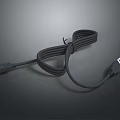 Black Coiled Durable Data Cable With USB Connectors For High Speed Device Charging And Syncing 3d model