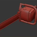 Red Chainsaw Featuring Black Handle And Sharp Metal Cutting Chain 3d model