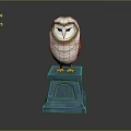 Elegant Owl Statue Decorative Figure Placed On Blue Pedestal With Detailed Design