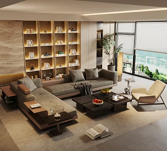 Modern Italian Home Living Room Light Luxury Italian Living Room Sofa Coffee Table Combination High-grade Grey Living Room Three-person Sofa Multi-person Sofa Living Room Decorative Cabinet Storage Cabinet 3d model