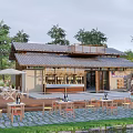 Traditional Homestay Building With Tile Roof Outdoor Seating And Natural Surroundings